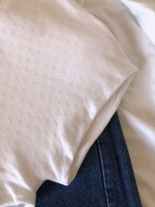 Shorty Douceur Automnale détails tissu coton pointelle blanc