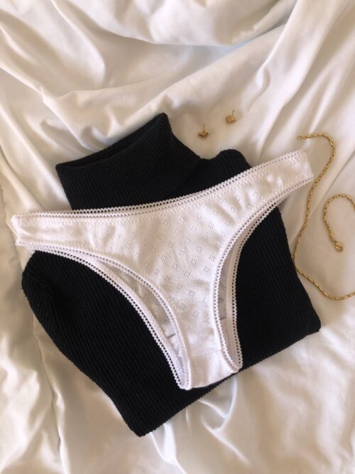 Tanga Douceur Automnale dos coton pointelle blanc